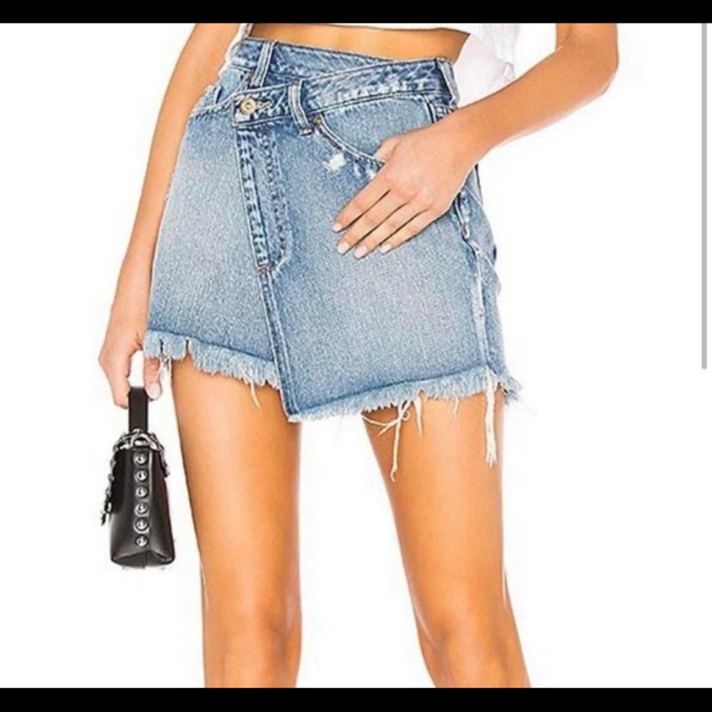 Pistola Asymmetrical waist mini
denim skirt size 26